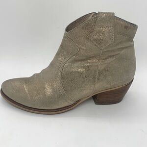 Western Leather Boots Gold 37 Shimmer Distressed Rodeo Cowgirl Boho Wonders